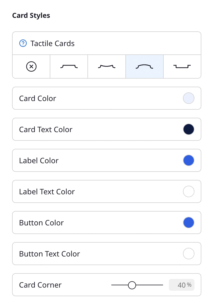 The Design panel showing Card Styles and Fonts sections